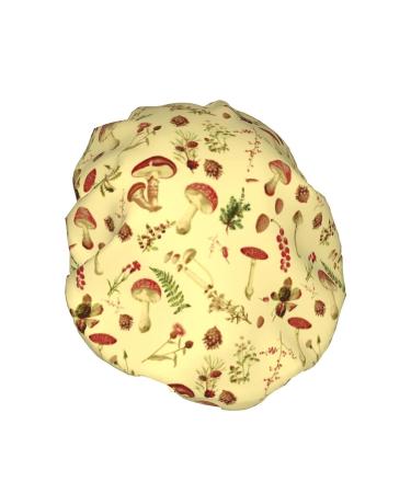 Retro Mushroom Double Layer Waterproof Shower Cap for Women - Reusable & Stylish - Buy Online on GoSupps.com