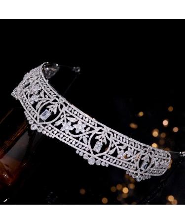 Aoligrace Western CZ Wedding Bridal Crown | Princess Tiara Headwear in Silver - Buy Online on GoSupps.com