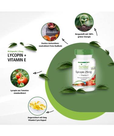 Fairvital Lycopin Kapseln mit Vitamin E 25mg Lycopin VEGAN 90 Mikroverkapselte Kapseln f r optimale Gesundheit - Buy Online on GoSupps.com