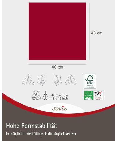 Sovie Linclass Airlaid Bordeaux Napkins - 50 High-Quality Disposable 40x40 cm - Tearproof Suction-Strong - Perfect for Weddings & Parties - Buy Online on GoSupps.com