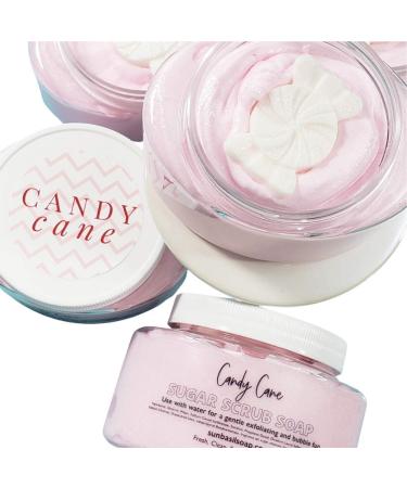 Candy Cane Peppermint Whipped Sugar Scrub Soap. Christmas stocking stuffers. Holiday gifts