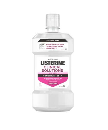 Listerine Clinical Solutions Sensitive Teeth Alcohol Free Mouthwash Fresh Breath Dental Mouthwash Provides Protection & Relief from Tooth Sensitivity Pain Daily Fresh Mint Oral Rinse 500 mL