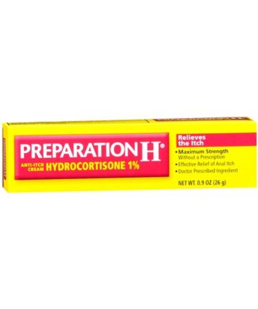 Preparation H Anti-Itch Cream Hydrocortisone 1% 0.90 oz (Pack of 2) (Packaging May Vary)