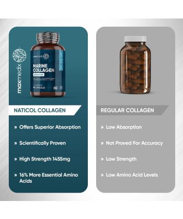 Marine Collagen Capsules 1455mg - Naticol Type 1 Collagen with Hyaluronic Acid, Vitamin C & Zinc - 90 Capsules - Buy Online on GoSupps.com