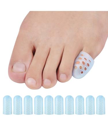 10 Pieces - Breathable Gel Toe Protector  Great to Cushion Toe and Provides Pain Relief from Corns  Blisters  Missing or Ingrown Toenails for Woman and Man