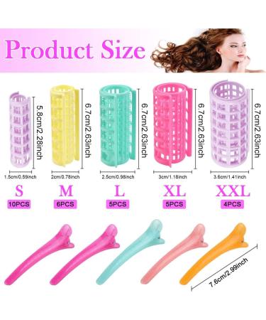 PERFETSELL 30 PCS Plastic Hair Rollers Curlers 5 Size Snap on Rollers No Heat Self Grip Hair Rollers for Short Long Hair DIY Salon Hairdressing Curlers with 5 Duckbill Clips for Barber Hair Dressing - Buy Online on GoSupps.com
