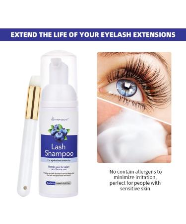 Eyelash Shampoo for Extensions - 60ml Foam Cleanser | Blueberry - Salon & Home Use - Buy Online on GoSupps.com