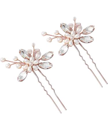 Generic Wedding Hair Clips Charming Wedding U Shaped Hairpin Crystal Pearl Reusable Elegant 1 Pair for Work for Wedding (Rose Gold) - Buy Online on GoSupps.com