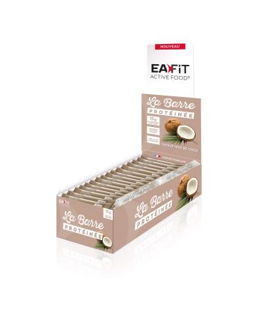 EAFIT Protein Bar Display of 24 Bars of 46g - Coconut Flavor - Coated in Milk Chocolate - 16g of Protein Per Bar - 5.5g of Mg - Low in Sugar - 12 Vit and Minerals - Anti-Doping Certified