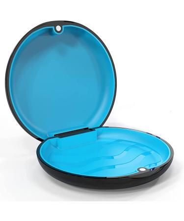 ARGOMAX Aligner Case Retainer Case Braces Box 1 Piece Orthodontic Box (Blcak + Blue Silicone). Black