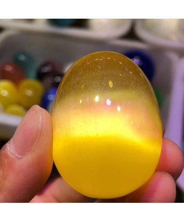 Stone Crafts Natural Yellow Cat's Eye Crystal Egg Divination Stone Photography Egg Decoration Natural Luster