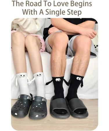 PUENBKO Couple Holding Hands Magnet Socks - Cute 3D Doll Mid-tube Socks - Buy Online on GoSupps.com