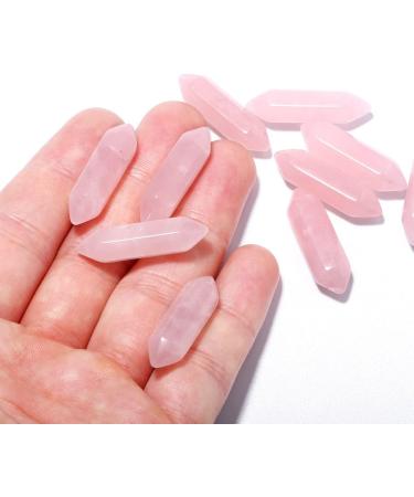 Rose Quartz Crystal 10 PCS Hexagonal Healing Reiki Stone Pendants - Bulk for Jewelry Making - Buy Online on GoSupps.com