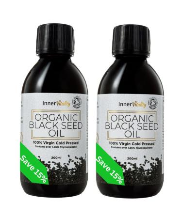Organic Black Seed Oil Cold Pressed 400ml High Strength Gold Standard High Strength Up to 5X% - Certified Organic Pure Virgin Oil also known as Kalonji Oil or Black Cumin Seed Oil by Inner Vitality