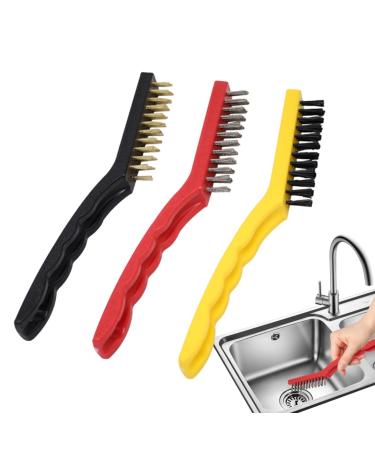 Shakven Steel Wire Brush Grease Cleaner Brush - Deep Cleaning Wire Brush Set Nylon Brush Hard Bristles Brush Scrubber with Ergonomic Handle Grip for Rust Dirt Paint