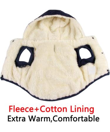 Vecomfy Fleece Lining Small Dog Hoodie Winter Jacket with Hood, Extra Warm Puppy Coat in Blue - Size S - Buy Online on GoSupps.com
