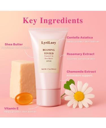 Beaming Tinted Moisturizer with SPF 40 Daily Facial Sunscreen with Glow Effect UVA/UVB Protection Vitamin E & Shea Butter Infused For All Skin Types & Tones | 1.7 fl oz Universal Tint - Buy Online on GoSupps.com
