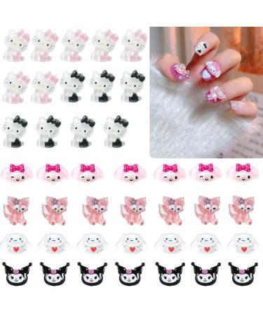 3D Hello Kitty Charms Nail Kitty cat nail art charms nail stickers with crystals nail edelstones diamonds for nail art including wax pencil for rhinestones CARTOON CAT3