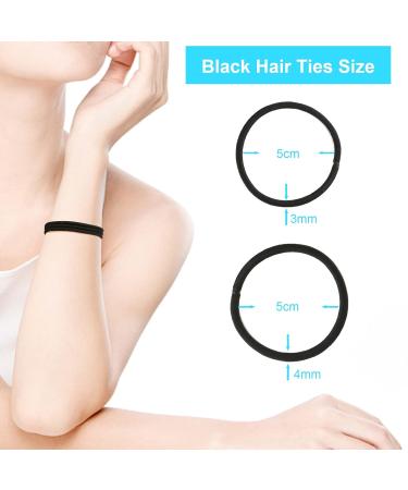 260 PCS Black Hair Ties Set for Women & Men - Premium Elastic Ponytail Holders for Thick Hair - 120PCS 4mm & 140PCS 3mm Hair Bands - Buy Online on GoSupps.com