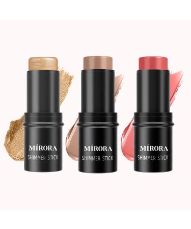 3 Pcs Cream Contour Sticks  Shades with Highlighter & Shadow & Blush  Shimmer Cream Powder Waterproof and Long-lasting Face Cosmetics  Non-greasy Face Brightens & Blush Sticks.