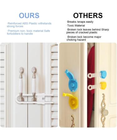 Vicloon Sliding Cabinet Locks - Childproof Cupboard Latch 6-Pack | U-Shaped Safety Locks for Drawers | Adjustable & Easy Install - Buy Online on GoSupps.com