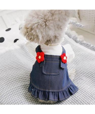 BT Bear Dog Dress Puppy Skirt Dog Princess Dresses Flower Denim Dress Skirt Small Dogs Girl Clothes (L Blue) Large Blue - Buy Online on GoSupps.com