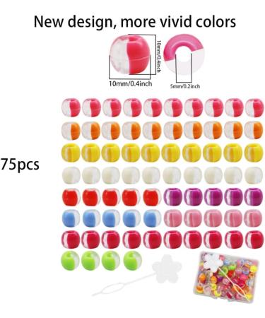 75pcs Falody Large Hole Hair Beads for Braids - 12mm Acrylic Pony Beads for Kids | Multicolor - Buy Online on GoSupps.com
