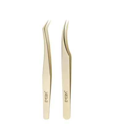 Emeda eyelash tweezers 2 pieces of eyelash sink for eyelash extensions Professional golden precision tweezers Individual eyelash tweezers set 3D 5D 6D Volume Eyelash Extension Tweezers Dolphin and Feather Tweezers - Buy Online on GoSupps.com