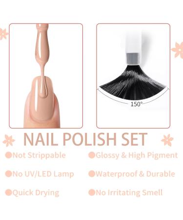 Pink Nail Polish Sets Nude Pink Series Nail Varnish Quick Dry & Long Lasting Pale Pink Natural Nail Polish for Women DIY Nail Art at Home No Need UV 13ML - Buy Online on GoSupps.com