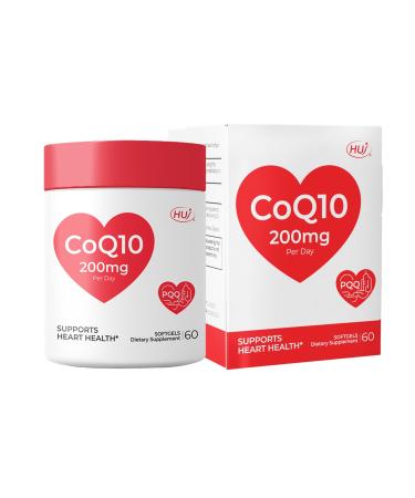 HUJ CoQ10 with Red Ginseng Formula - Heart Health & Energy Production Support with Coenzyme Q10 Red Ginseng Extract Vitamin E & PQQ - 60 Softgels