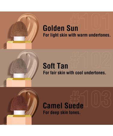 Liquid Contour Makeup Concealer with Built-In Sponge - #102 Soft Tan - Long-Lasting Waterproof Creamy Bronzer for Natural Matt Finish - 1ml Pack - Buy Online on GoSupps.com