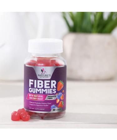 Fiber Gummies 4g - Improved Plant-Based Fiber Supplement with Prebiotics Formula - Daily Digestive Health Regularity & Immune Support - Natural Berry Flavor Gummy Vegan Gluten-Free - 60 Gummies - Buy Online on GoSupps.com