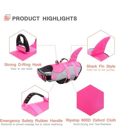 Cit toile Dog Life Jacket - Shark Design Lightweight & Safe Water Sports Vest for Small Medium & Large Dogs - Reflective & Durable in Pink - XS Size - Buy Online on GoSupps.com