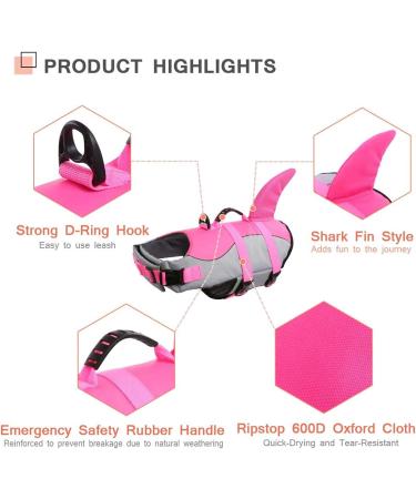 Cit toile Dog Life Jacket - Safe & Light Water Sports Vest for Small/Medium/Large Dogs - Pink with Handle & Reflective Features - Buy Online on GoSupps.com