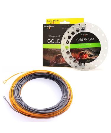 ANGLER DREAM Gold Fly Line 90FT Weight Forward Floating 2 3 4 5 6 7 8 9WT Fly Fishing Line ORANGE + GRAY WF6F-100FT