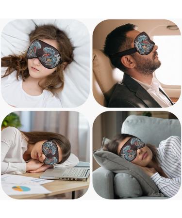 Dinosaur Silk Eye Mask - Tyrannosaurus Rex Roaring Black Sleep Mask for Women | Lightweight & Adjustable Travel Eye Cover - Buy Online on GoSupps.com