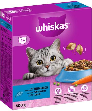 Whiskas Adult 1+ Dry Cat Food Tuna - 5x800g Packs | Premium Dry Food for Adult Cats - Available in Various Packaging - Buy Online on GoSupps.com