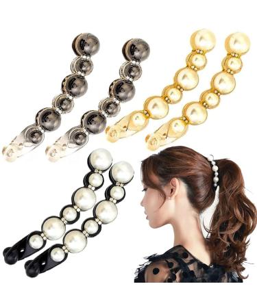 Pearl hair clips 6 pieces of pearls hairpins claw pearl banana hair clip ladies hairpins pearl banana clips for Lady Fashion Elegant Party hair clips hair jewelry
