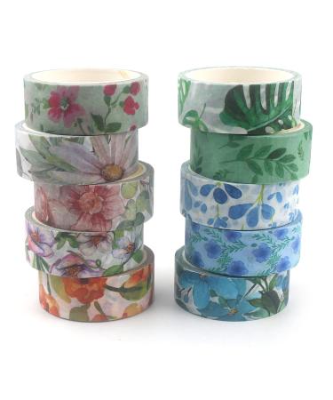 FKEYTO Washi Tape Set,15mm Wide x 5 Meters Long Great for Bullet Journal Supplies, Arts, Scrapbook, DIY Crafts, Planners 10 Rolls-A