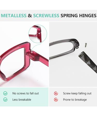 Eyekepper Oversized Metalless Reading Glasses - 6 Pack +1.75 Spring Hinges for Women - Stylish Mix Colors - Buy Online on GoSupps.com