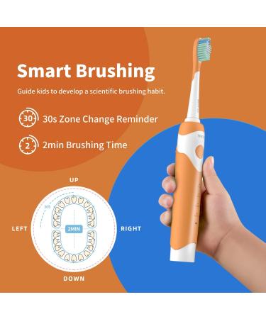 ED08 Electric Toothbrush for Teens | IPX8 Waterproof 4 Sonic Modes Rechargeable Automatic Tooth Brush - Orange - Buy Online on GoSupps.com