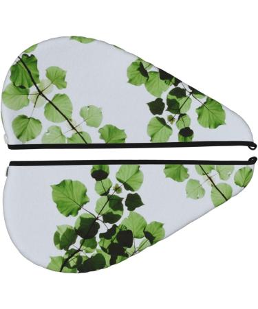 Super Absorbent Microfiber Hair Towel Wrap - Watercolor Green Leaves Design for Long Curly & Thick Hair | Quick Dry Coral Velvet for Women - Buy Online on GoSupps.com