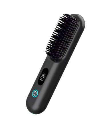 Cordless Hair Straightener Brush Comb PRO Portable Straightening Brush for Travel 9600mAh Battery Anti-Scald Hot Hair Brush Heat Comb Black Sd2305-black