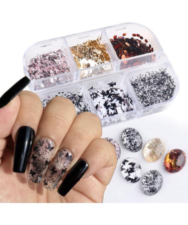Winter Style Hexagon Irregular Spangles Holographic Black White Colorful Glitter Flakes Nails Sequins(02) Style02 - Buy Online on GoSupps.com