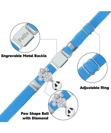 Personalized Sky Blue Cat Collar with Name & Phone Number - Engraved with Bell for Safety | International Shipping Available - Buy Online on GoSupps.com