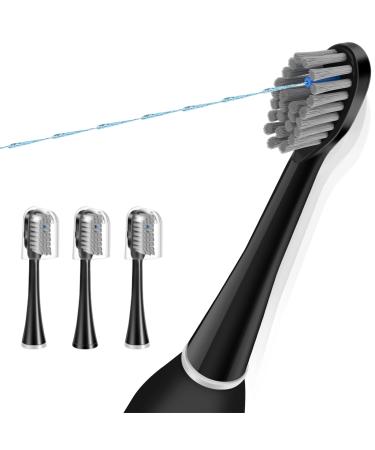 Flossing Toothbrush Head Replacement Compatible with Water-pik Sonic Fusion / 2.0 SF-01 SF-02 SF03 & SF-04 Tooth-Brush and Water Flosser Combo Brush Heads (Full Black(3Packs)) Full Black(3packs)
