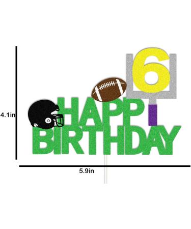 Football 6 Cake Toppers 6th Birthday Decoration with Rugby Ball for Football 6th Themed Birthday Party - Buy Online on GoSupps.com