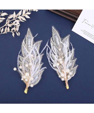 Bridal Wedding Headband Hair Vine Headdress Pearl Feather Hair Piece Hair Pin Wedding Hair Accessories for Bride Hair Clips for Prom Party - Buy Online on GoSupps.com