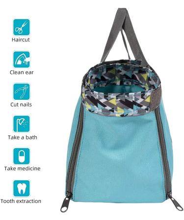 Cinf Cat Retention Bag | Safe Cat Transport & Care Bag for Veterinary Visits Medicine Administering Dental Care Bathing Nail Cutting | Mask Included - Blue - Buy Online on GoSupps.com