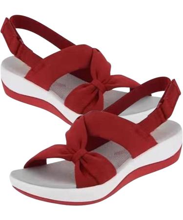 Buy Women's Chaies Sandals with Foot Vault Support - Comfortable Low Wedge Summer Beach Shoes with Adjustable Straps - Elegant 37 EU Red - Buy Online on GoSupps.com